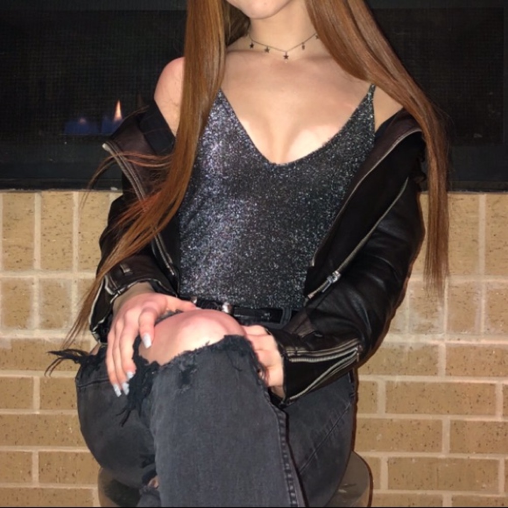 glitter cami bodysuit